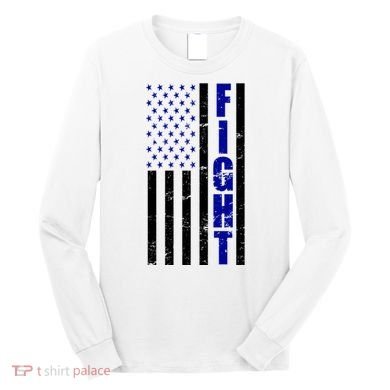 Fight Support Blue American Flag Long Sleeve Shirt
