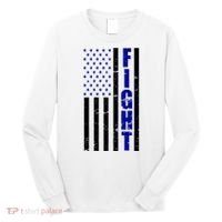 Fight Support Blue American Flag Long Sleeve Shirt thumb 0
