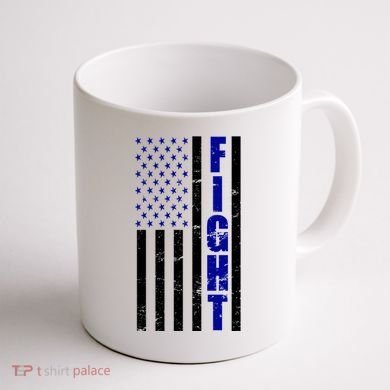 Fight Support Blue American Flag Coffee Mug back