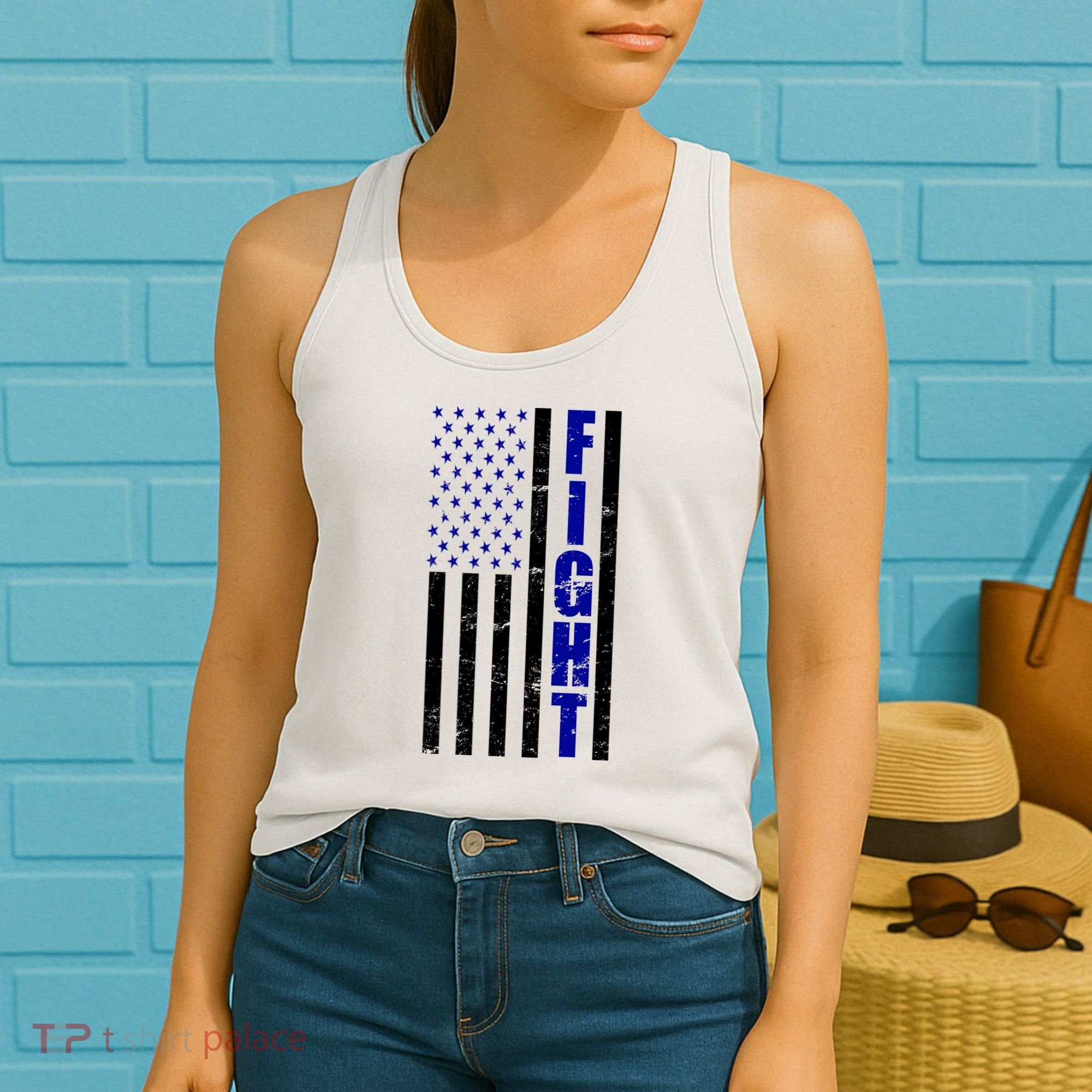 Fight Support Blue American Flag Women's Tank Top