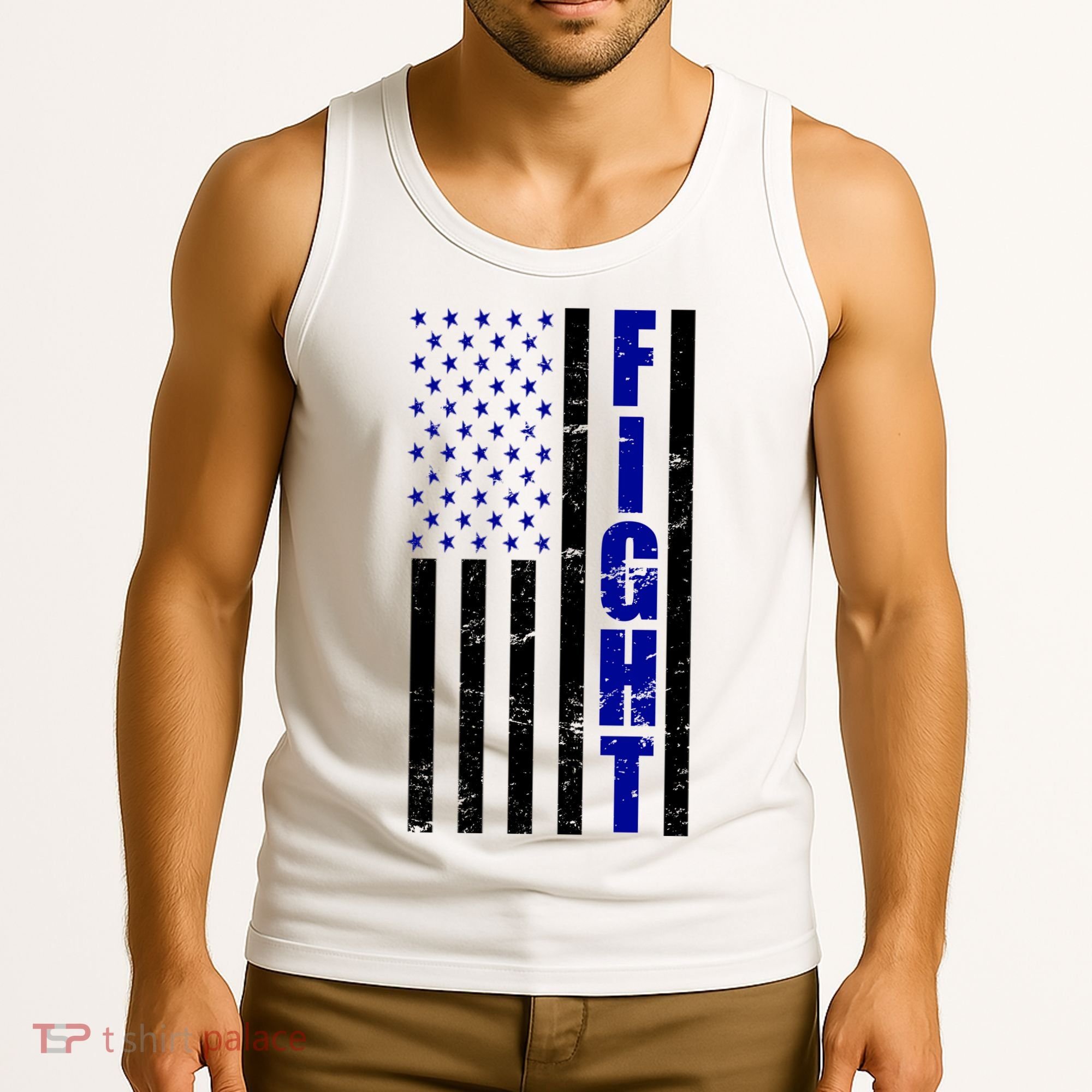 Fight Support Blue American Flag Tank Top
