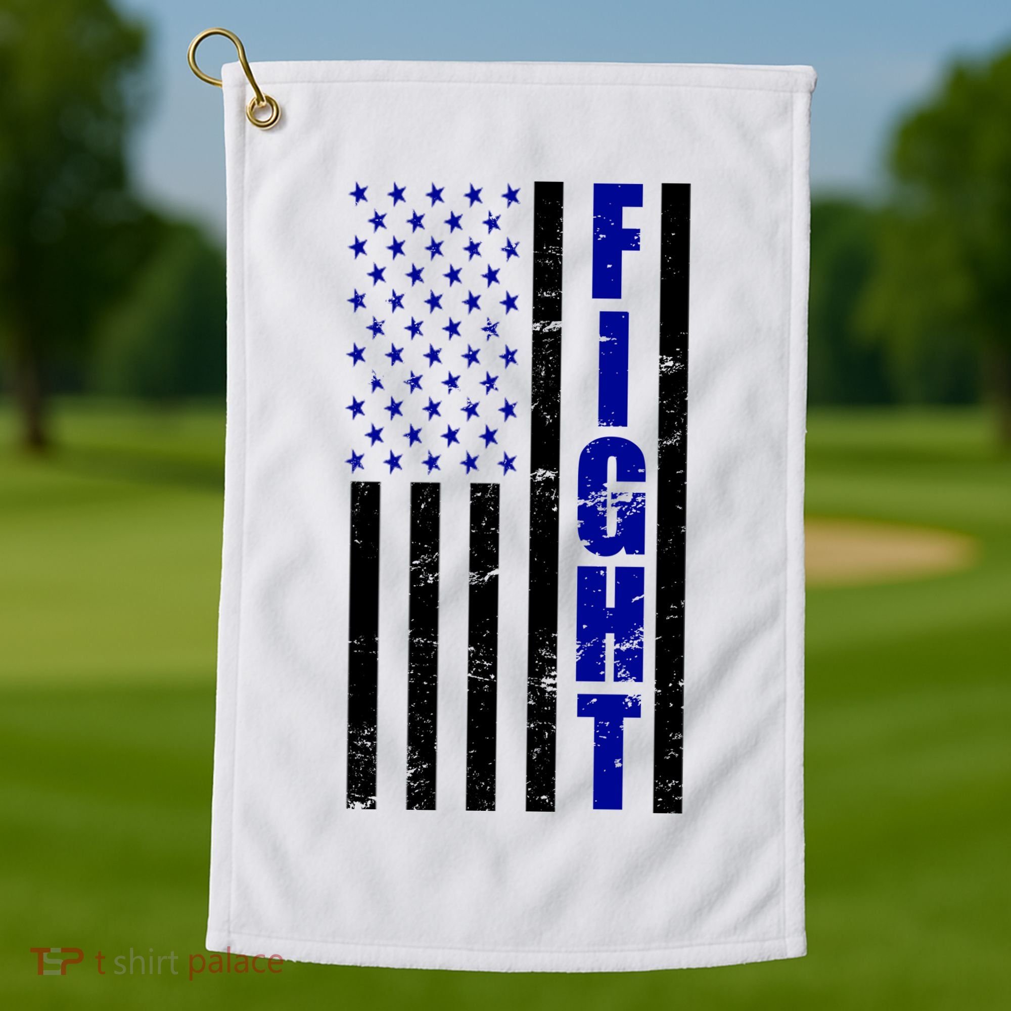 Fight Support Blue American Flag Golf Towel