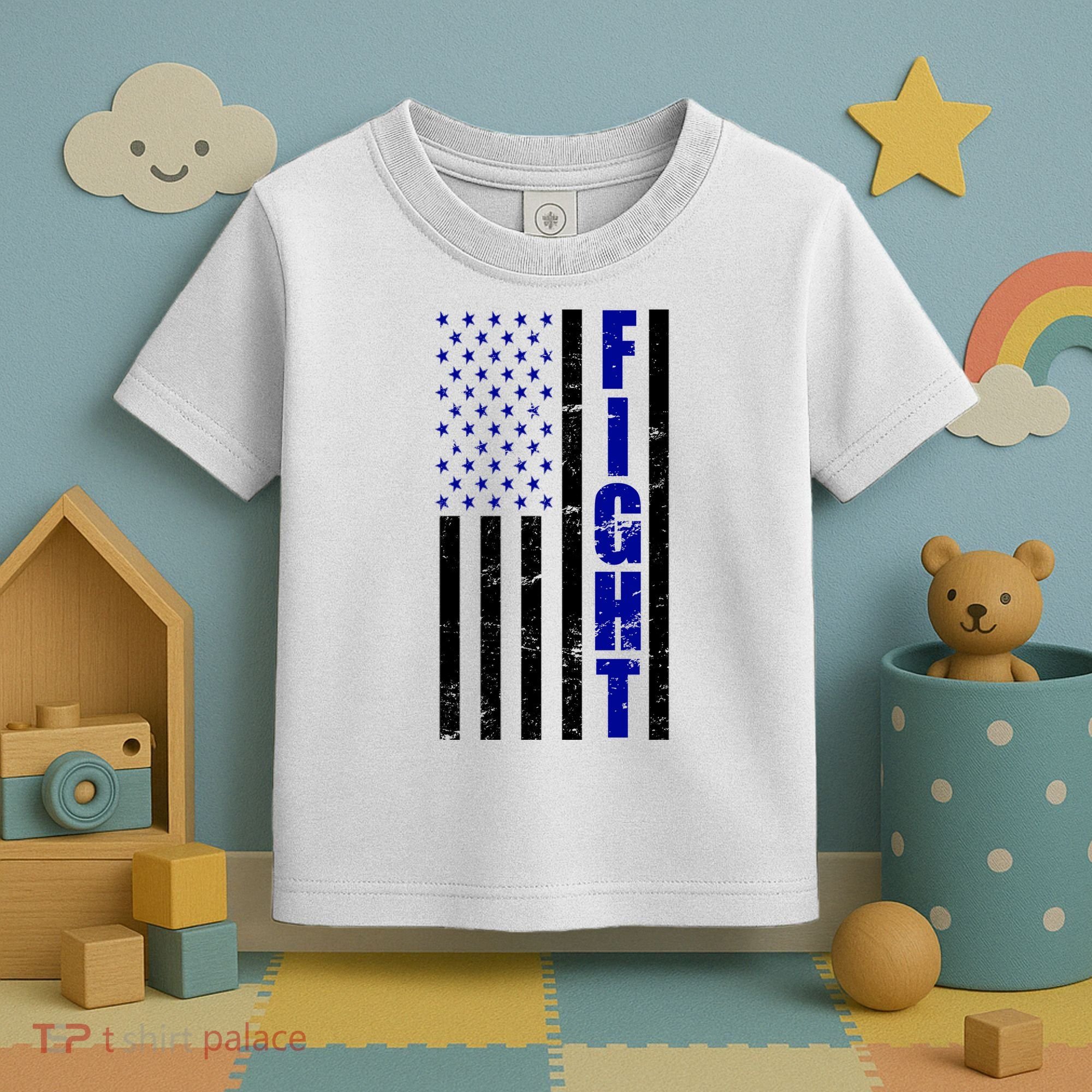 Fight Support Blue American Flag Toddler T-Shirt