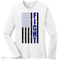 Fight Support Blue American Flag Women's Long Sleeve Shirt thumb 0