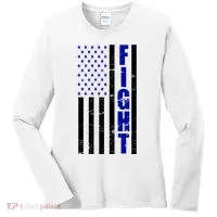 Fight Support Blue American Flag Women's Long Sleeve Shirt thumb 0