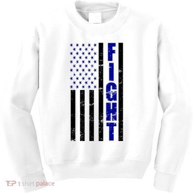 Fight Support Blue American Flag Kids Sweatshirt