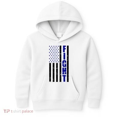 Fight Support Blue American Flag Kids Hoodie