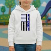 Fight Support Blue American Flag Kids Hoodie thumb 3