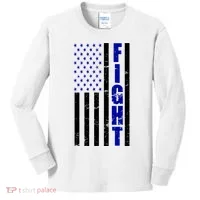 Fight Support Blue American Flag Kids Long Sleeve Shirt thumb 0