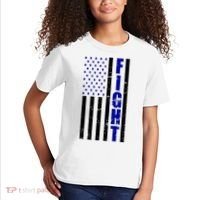 Fight Support Blue American Flag Kids T-Shirt thumb 2