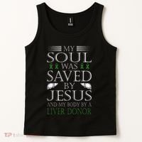 Funny Saved By Jesus And A Liver Donor Liver Transplant Tank Top thumb 2