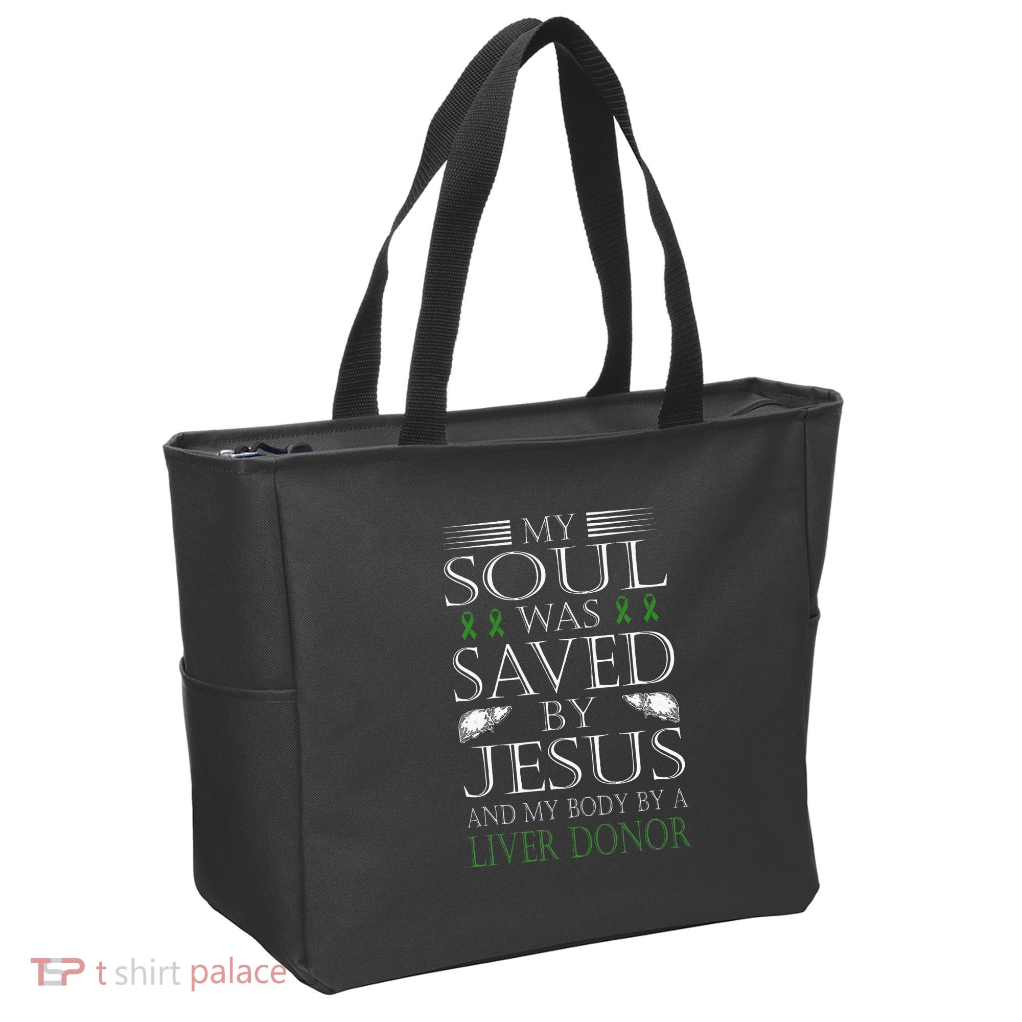 Funny Saved By Jesus And A Liver Donor Liver Transplant Tote Bag