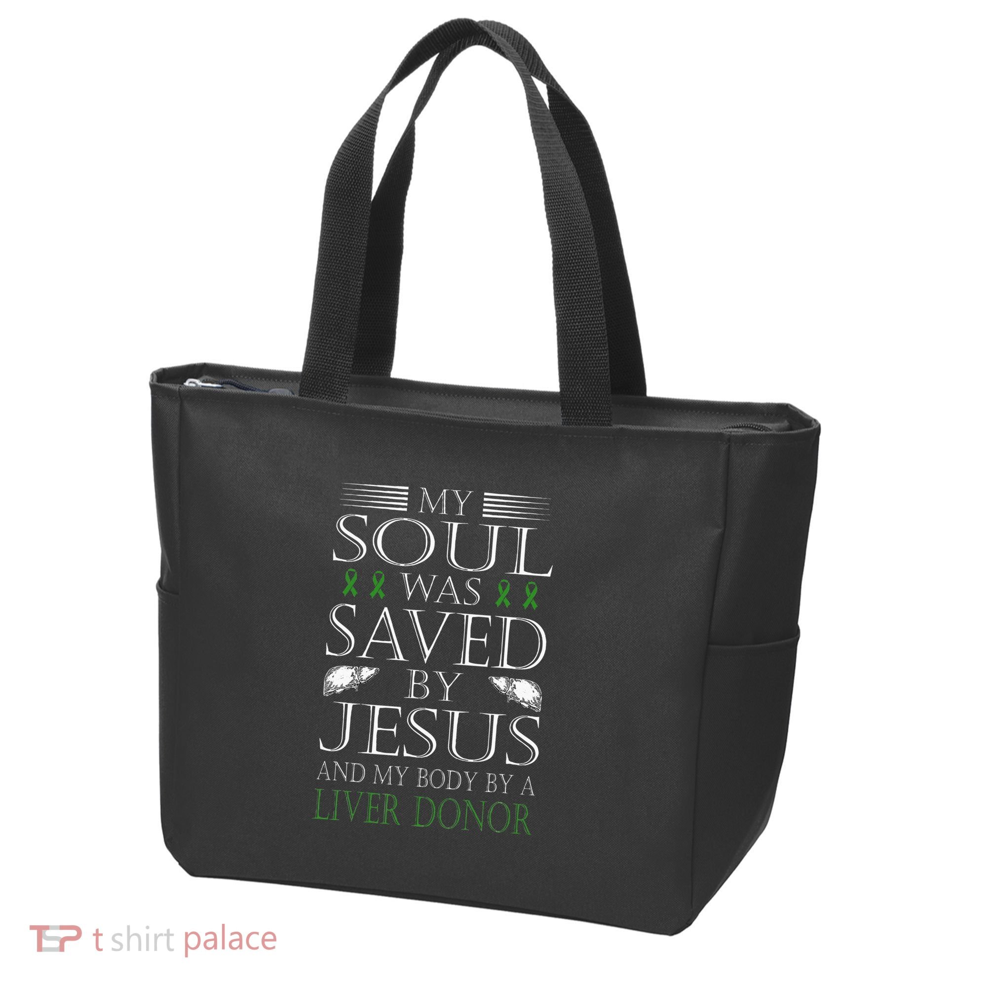 Funny Saved By Jesus And A Liver Donor Liver Transplant Tote Bag