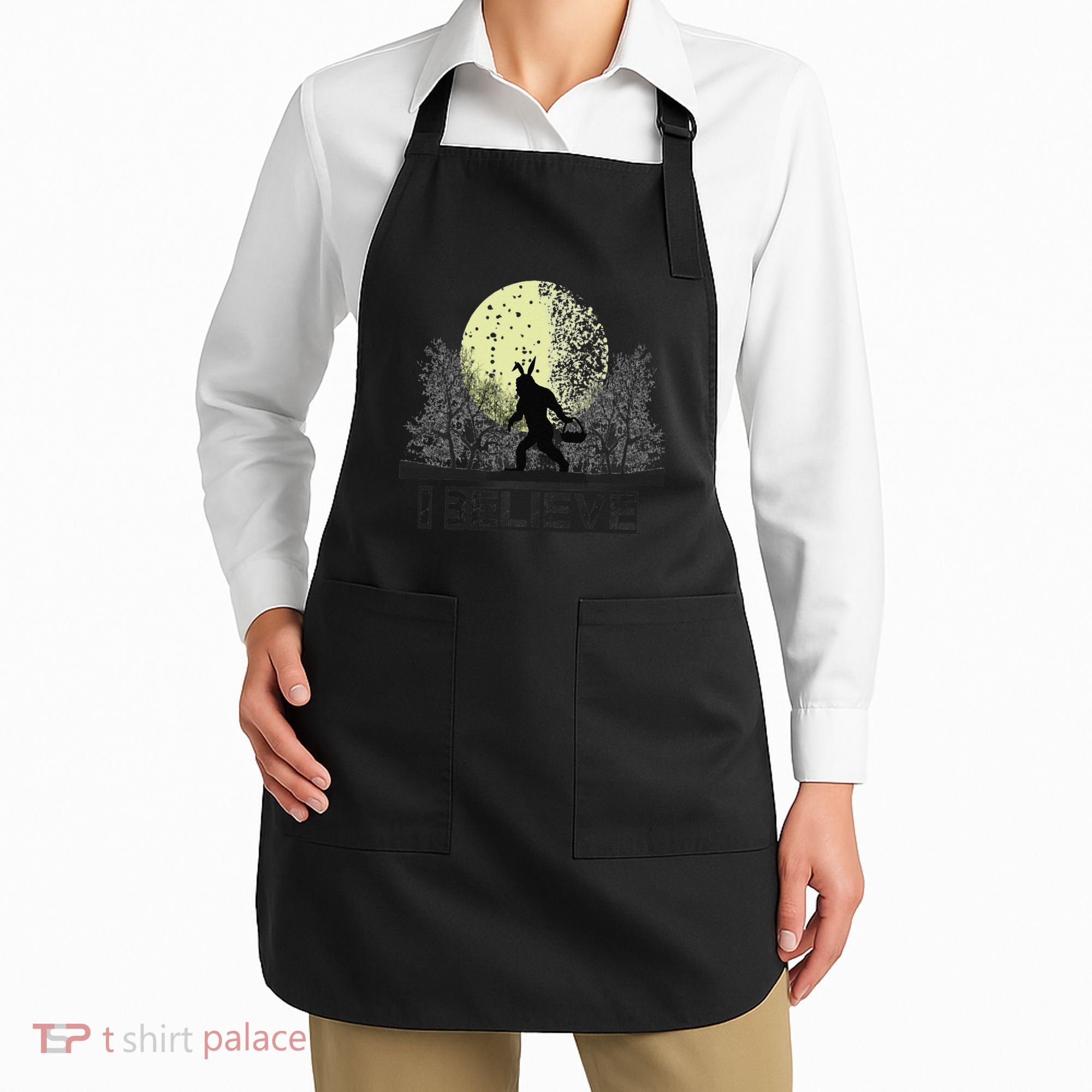 Funny Sasquatch Bigfoot Easter Bunny Ears Cryptid Monster Apron