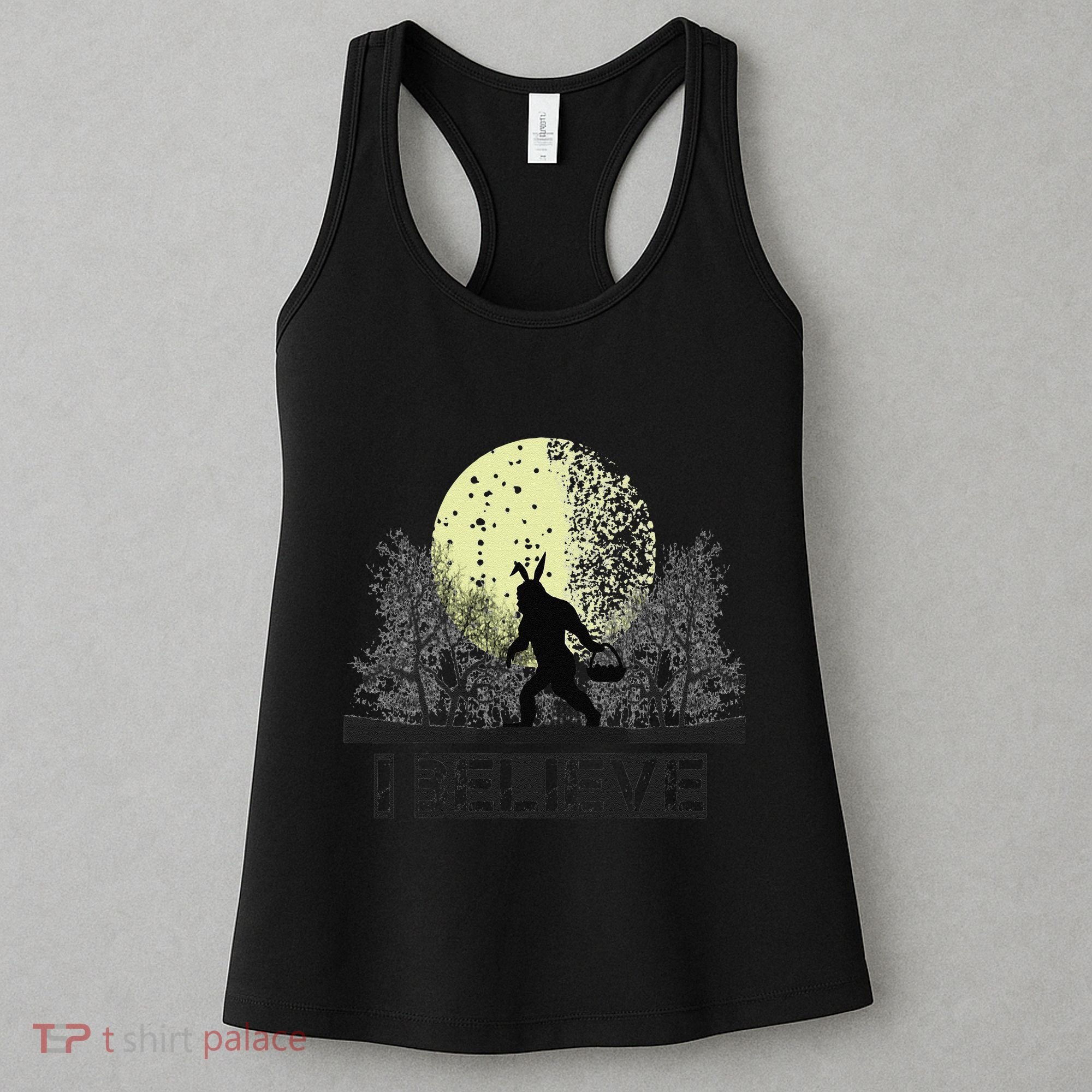 Funny Sasquatch Bigfoot Easter Bunny Ears Cryptid Monster Women's Tank Top