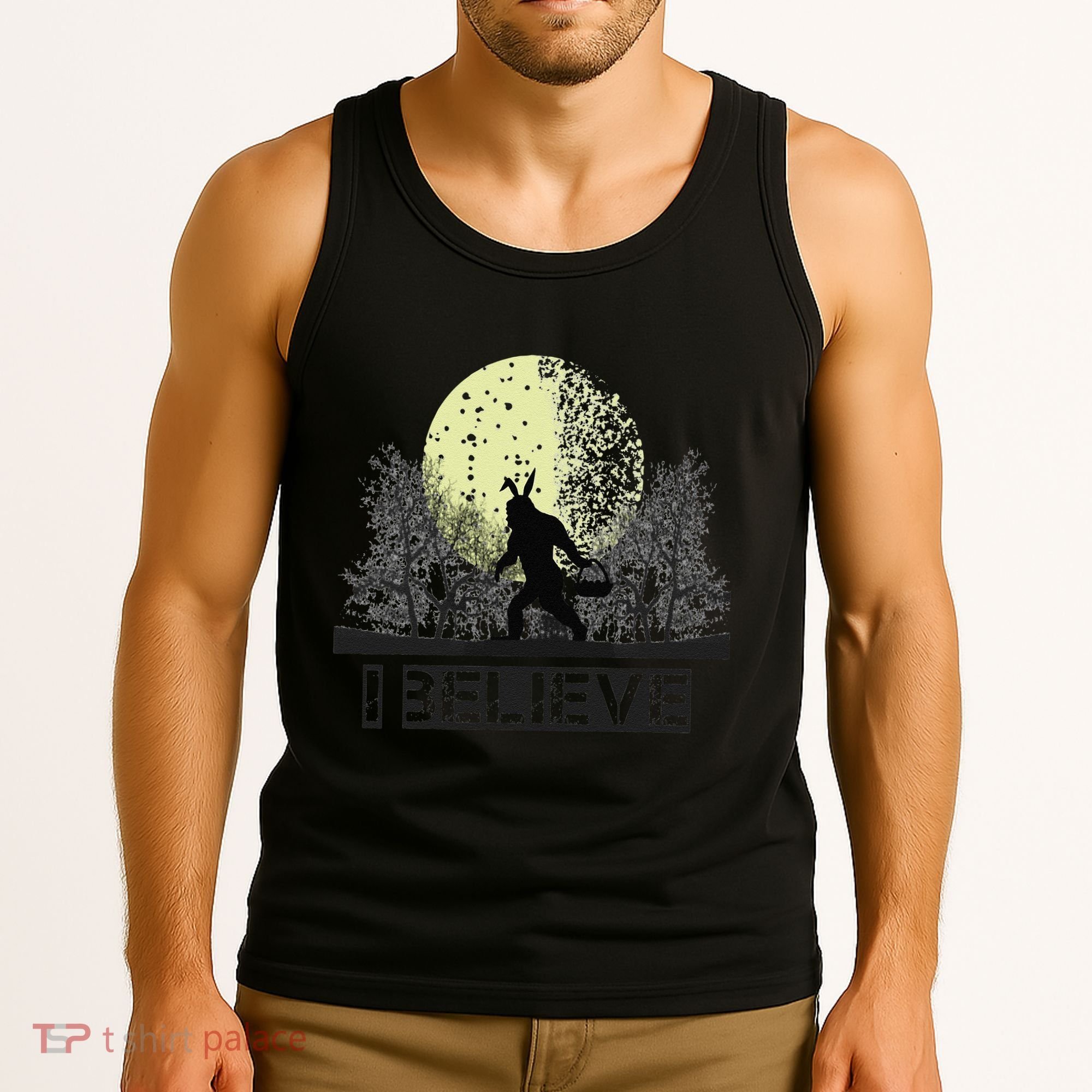 Funny Sasquatch Bigfoot Easter Bunny Ears Cryptid Monster Tank Top