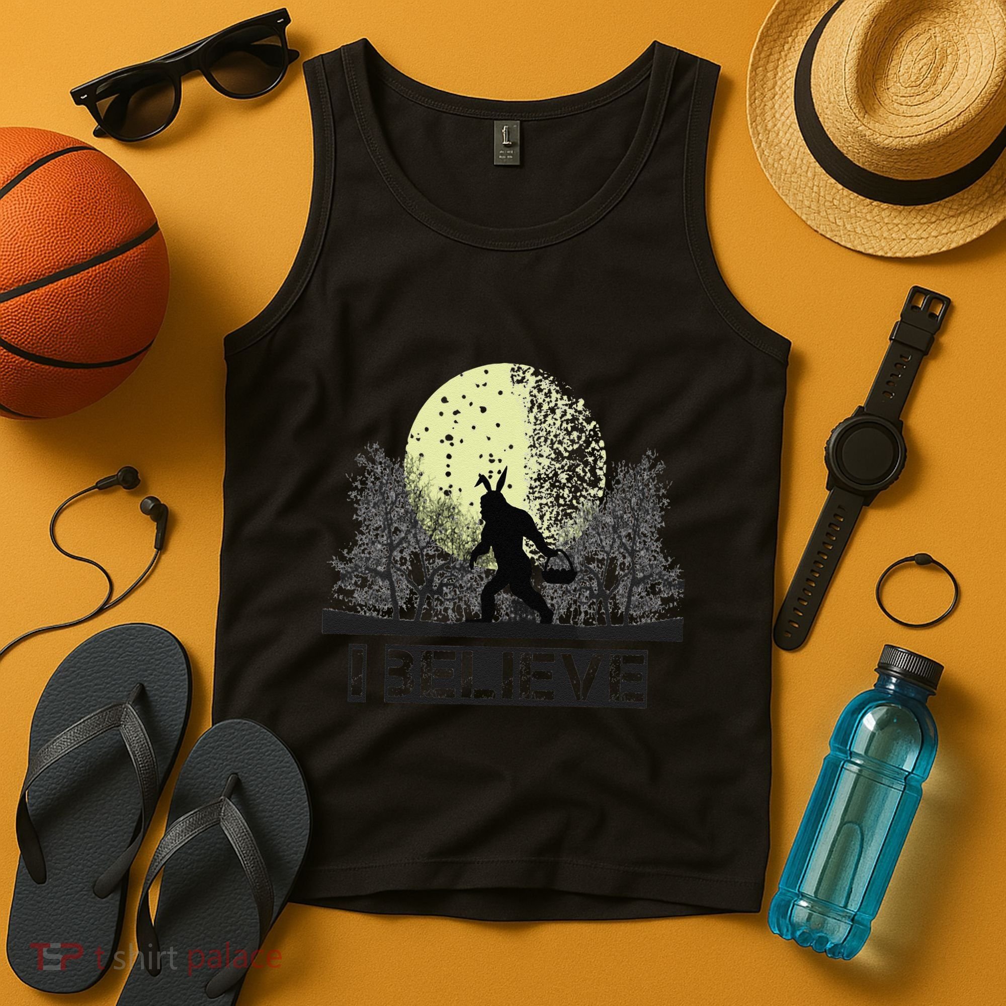 Funny Sasquatch Bigfoot Easter Bunny Ears Cryptid Monster Tank Top
