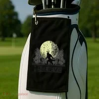 Funny Sasquatch Bigfoot Easter Bunny Ears Cryptid Monster Golf Towel thumb 2