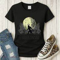 Funny Sasquatch Bigfoot Easter Bunny Ears Cryptid Monster Women's T-Shirt thumb 3