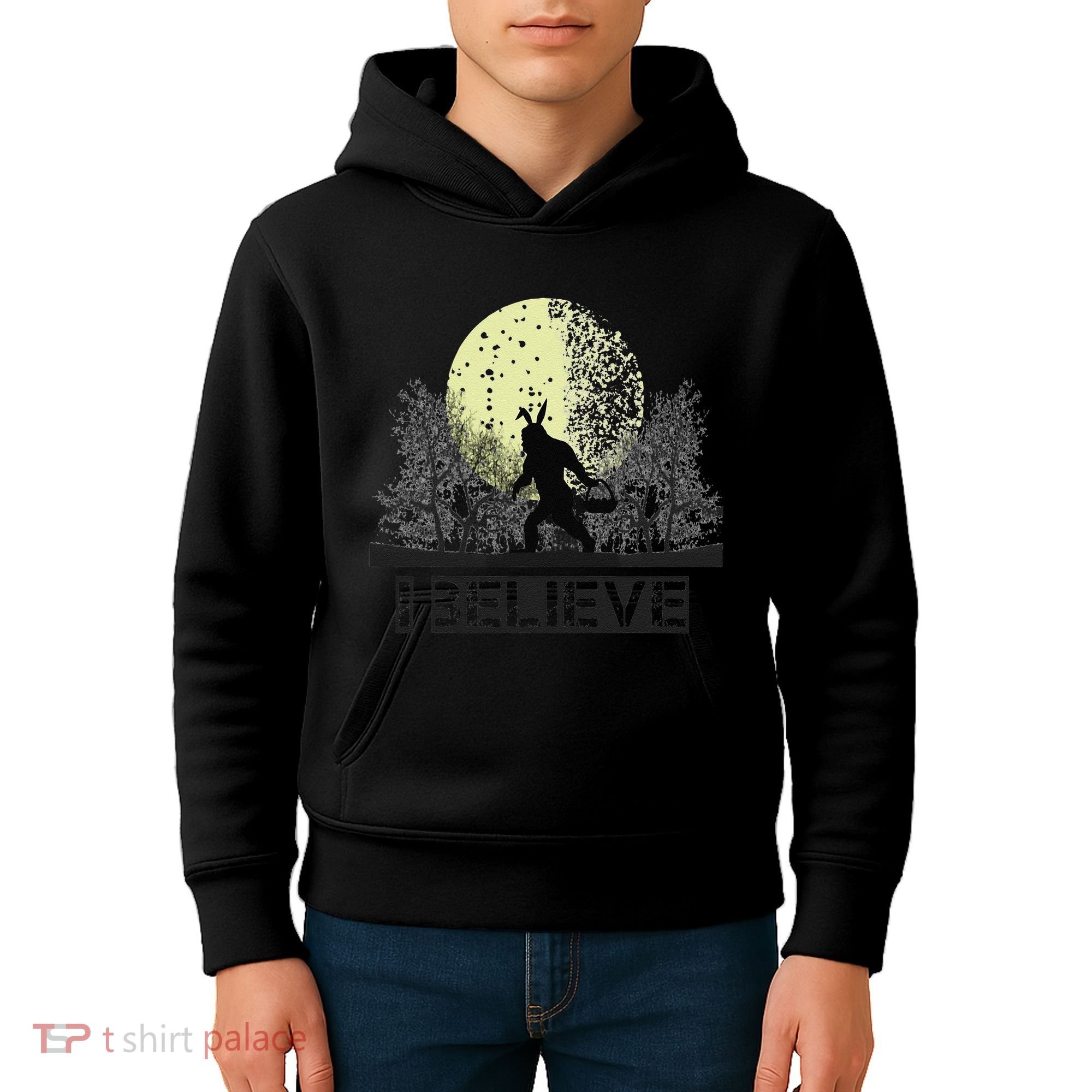 Funny Sasquatch Bigfoot Easter Bunny Ears Cryptid Monster Kids Hoodie