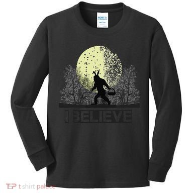 Funny Sasquatch Bigfoot Easter Bunny Ears Cryptid Monster Kids Long Sleeve Shirt