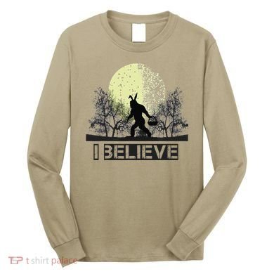 Funny Sasquatch Bigfoot Easter Bunny Ears Cryptid Monster Long Sleeve Shirt