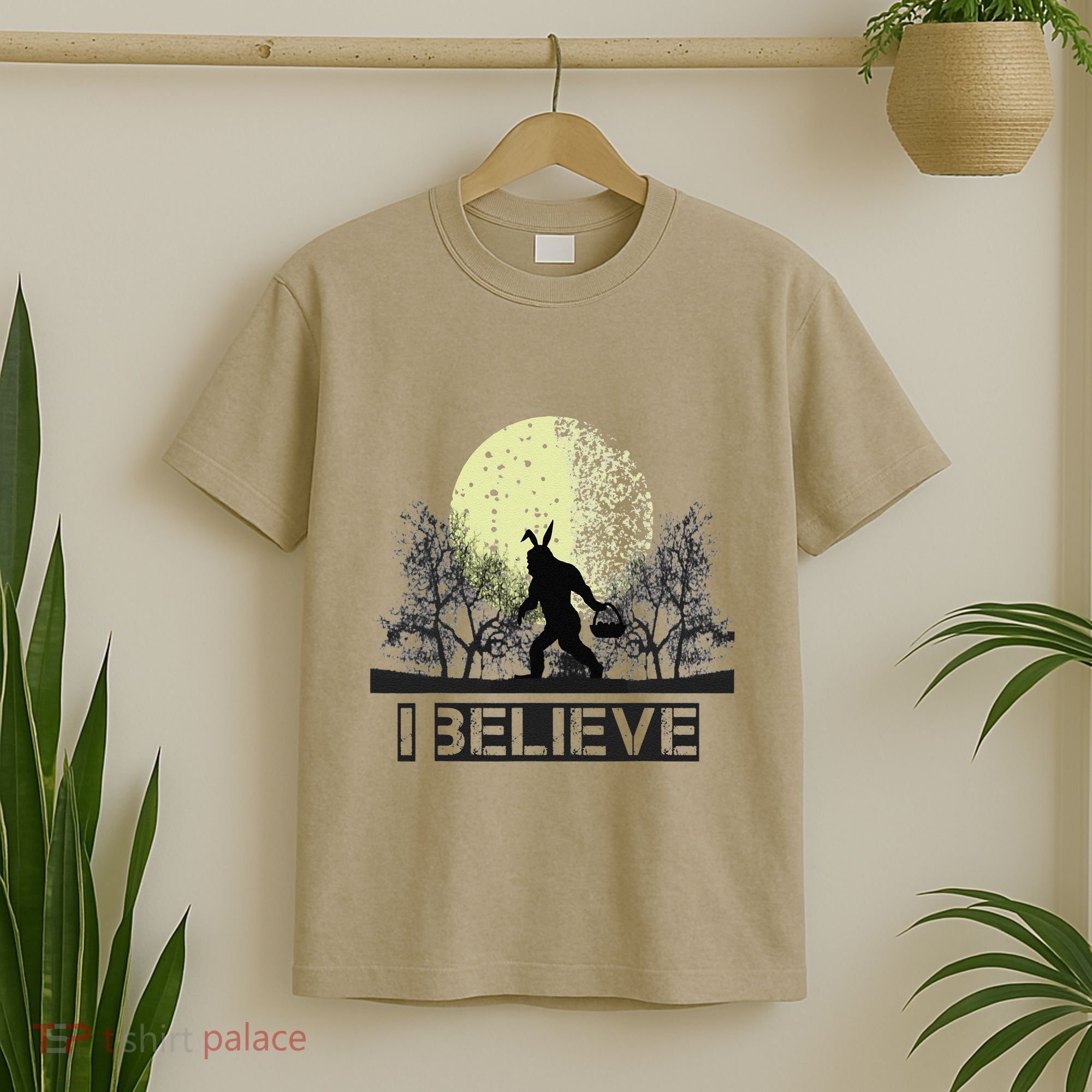 Funny Sasquatch Bigfoot Easter Bunny Ears Cryptid Monster T-Shirt