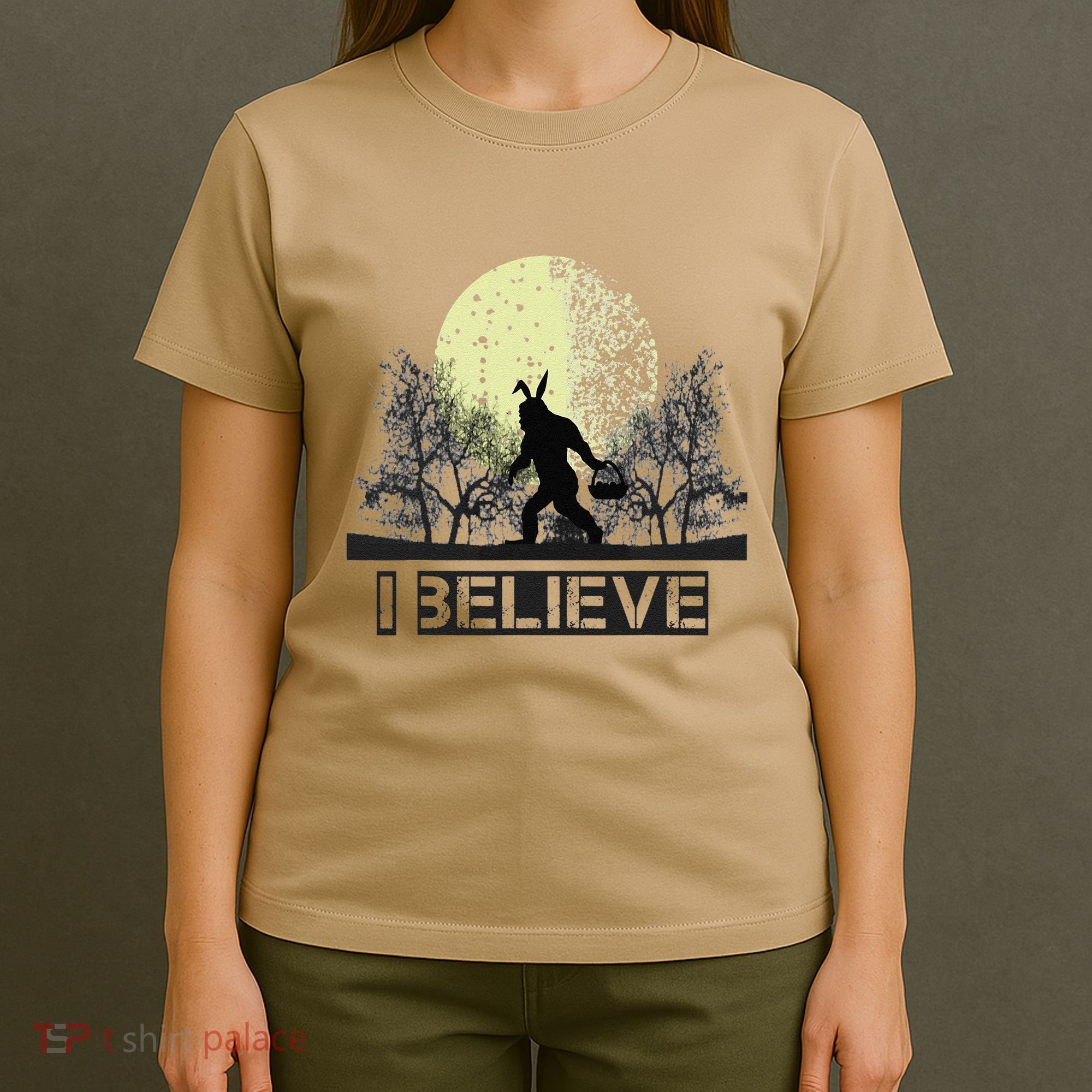 Funny Sasquatch Bigfoot Easter Bunny Ears Cryptid Monster T-Shirt