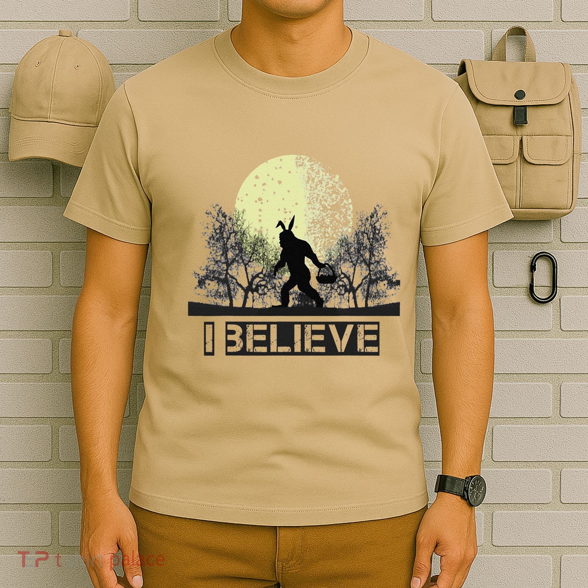Funny Sasquatch Bigfoot Easter Bunny Ears Cryptid Monster T-Shirt