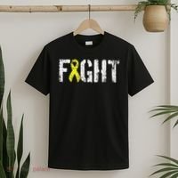 Fight Sarcoma Bone Cancer Awareness Yellow Ribbon T-Shirt thumb 2