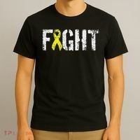 Fight Sarcoma Bone Cancer Awareness Yellow Ribbon T-Shirt thumb 3
