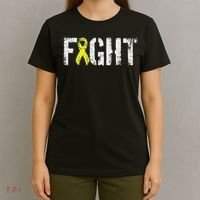 Fight Sarcoma Bone Cancer Awareness Yellow Ribbon T-Shirt thumb 4