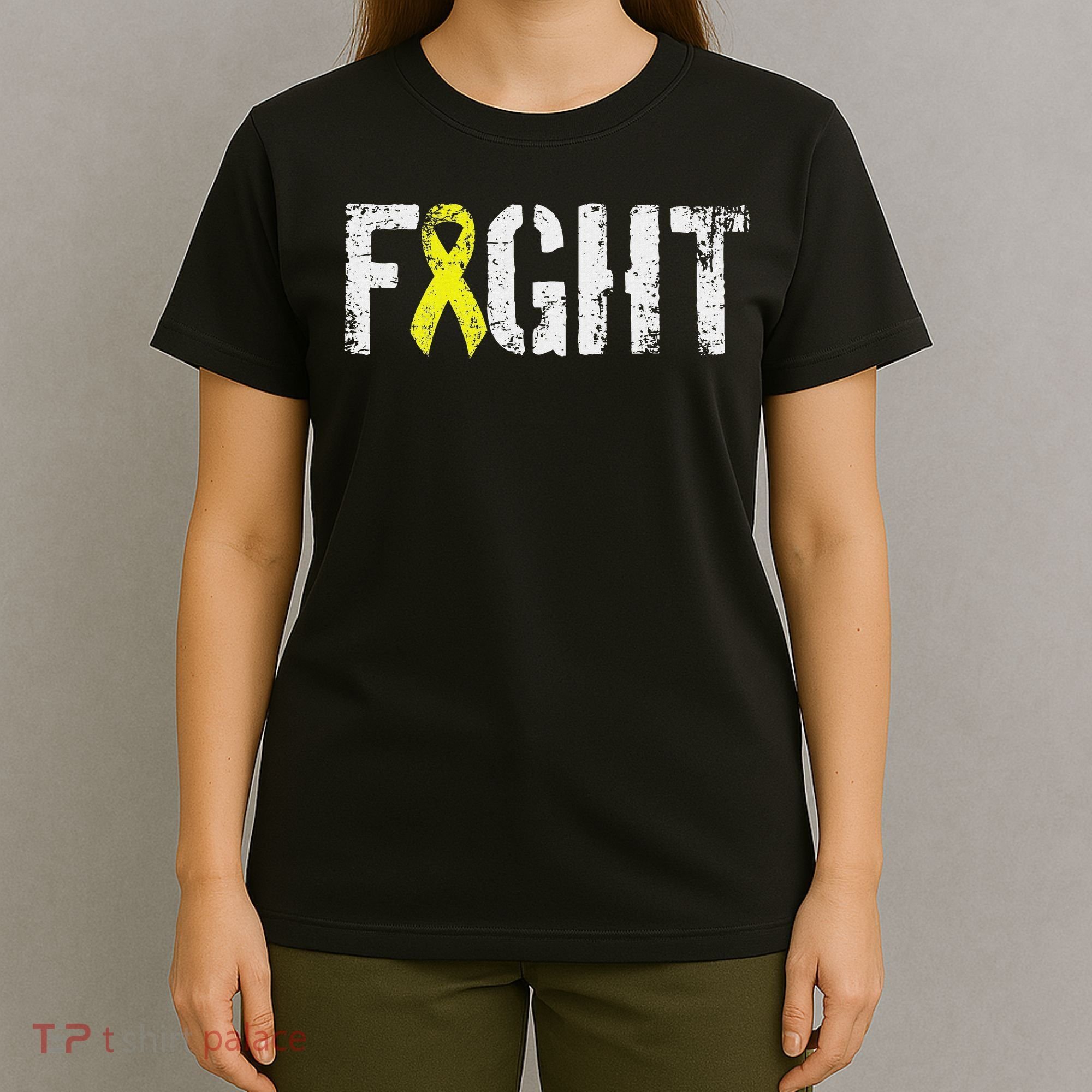 Fight Sarcoma Bone Cancer Awareness Yellow Ribbon T-Shirt