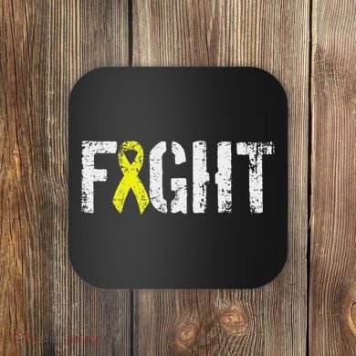 Fight Sarcoma Bone Cancer Awareness Yellow Ribbon Coaster