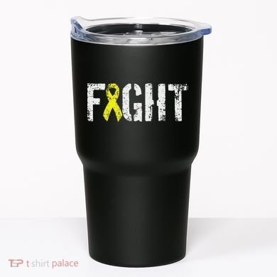 Fight Sarcoma Bone Cancer Awareness Yellow Ribbon Tumbler