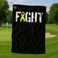 Fight Sarcoma Bone Cancer Awareness Yellow Ribbon Golf Towel thumb 1