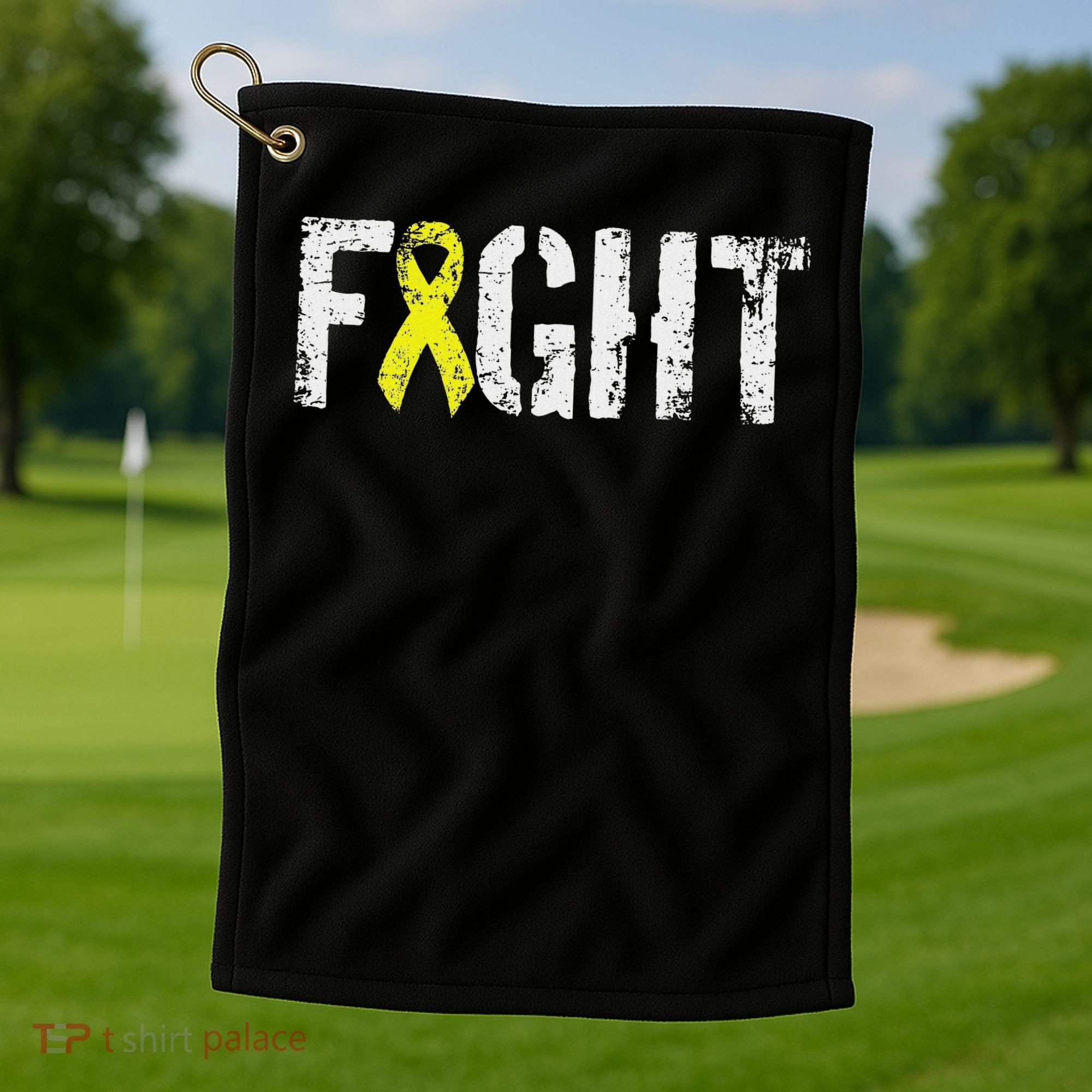 Fight Sarcoma Bone Cancer Awareness Yellow Ribbon Golf Towel