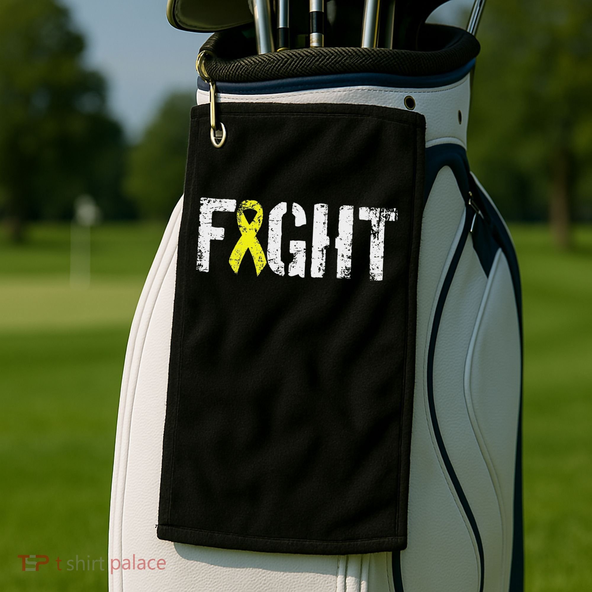 Fight Sarcoma Bone Cancer Awareness Yellow Ribbon Golf Towel
