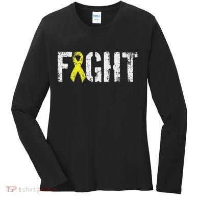 Fight Sarcoma Bone Cancer Awareness Yellow Ribbon Women's Long Sleeve Shirt