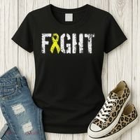 Fight Sarcoma Bone Cancer Awareness Yellow Ribbon Women's T-Shirt thumb 3