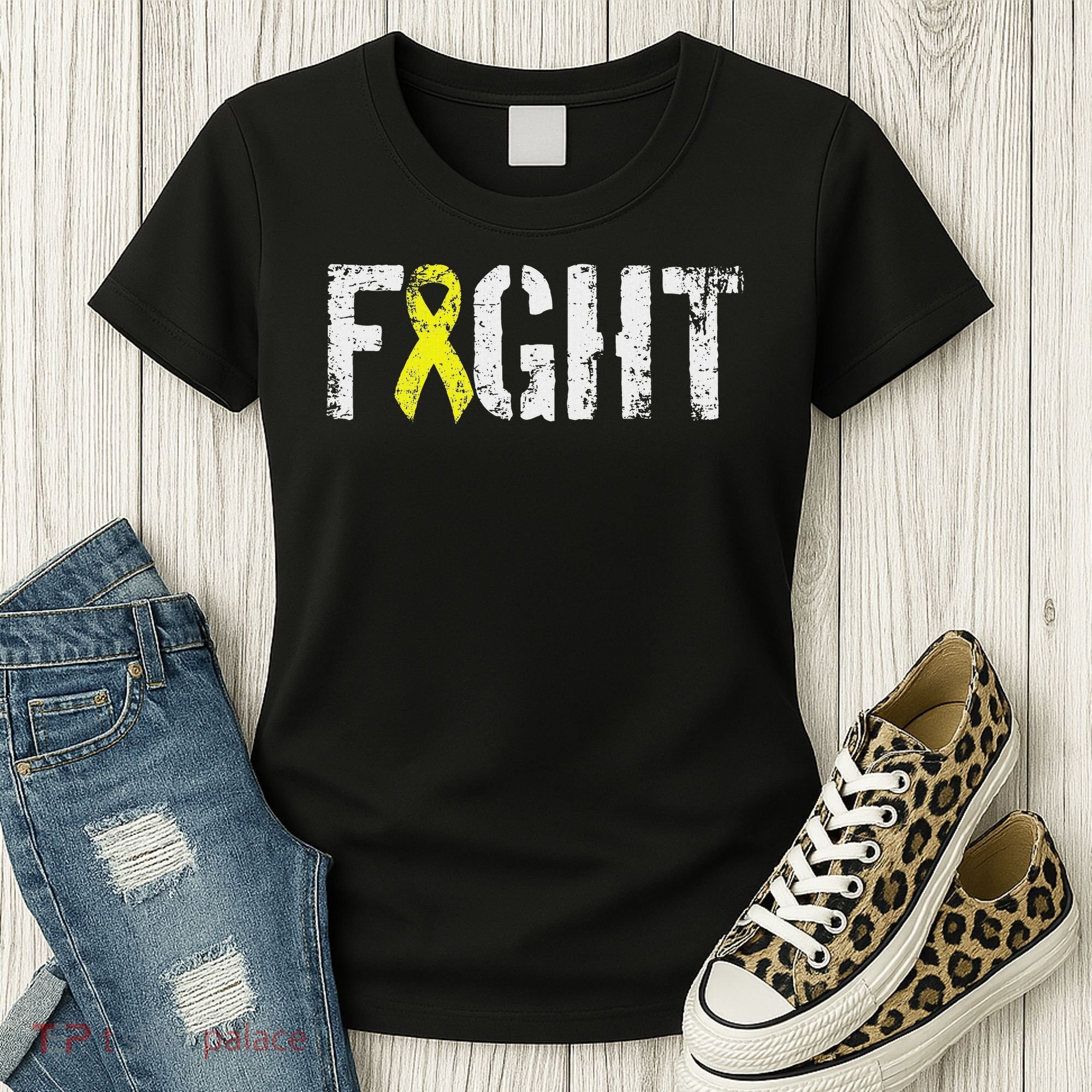 Fight Sarcoma Bone Cancer Awareness Yellow Ribbon Women's T-Shirt