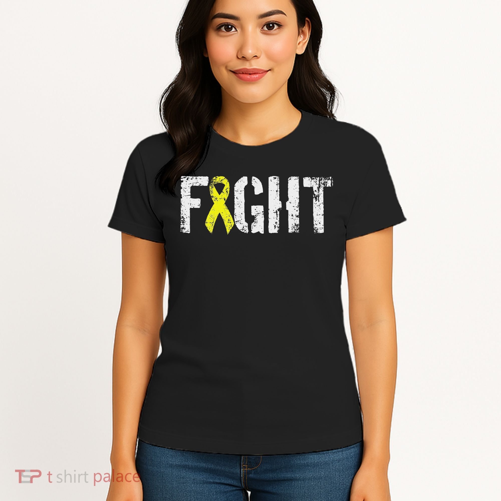 Fight Sarcoma Bone Cancer Awareness Yellow Ribbon Women's T-Shirt