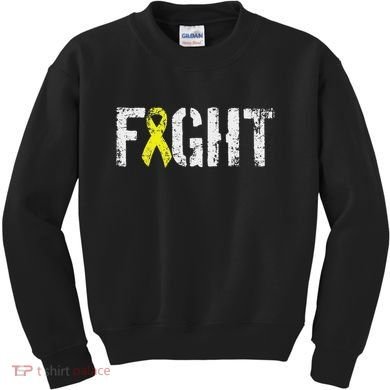 Fight Sarcoma Bone Cancer Awareness Yellow Ribbon Kids Sweatshirt
