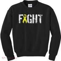 Fight Sarcoma Bone Cancer Awareness Yellow Ribbon Kids Sweatshirt thumb 0