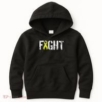 Fight Sarcoma Bone Cancer Awareness Yellow Ribbon Kids Hoodie thumb 0