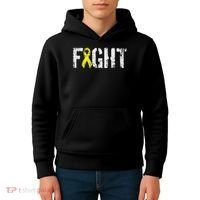 Fight Sarcoma Bone Cancer Awareness Yellow Ribbon Kids Hoodie thumb 4