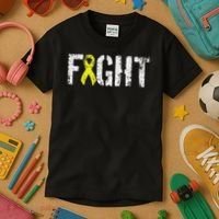 Fight Sarcoma Bone Cancer Awareness Yellow Ribbon Kids T-Shirt thumb 3
