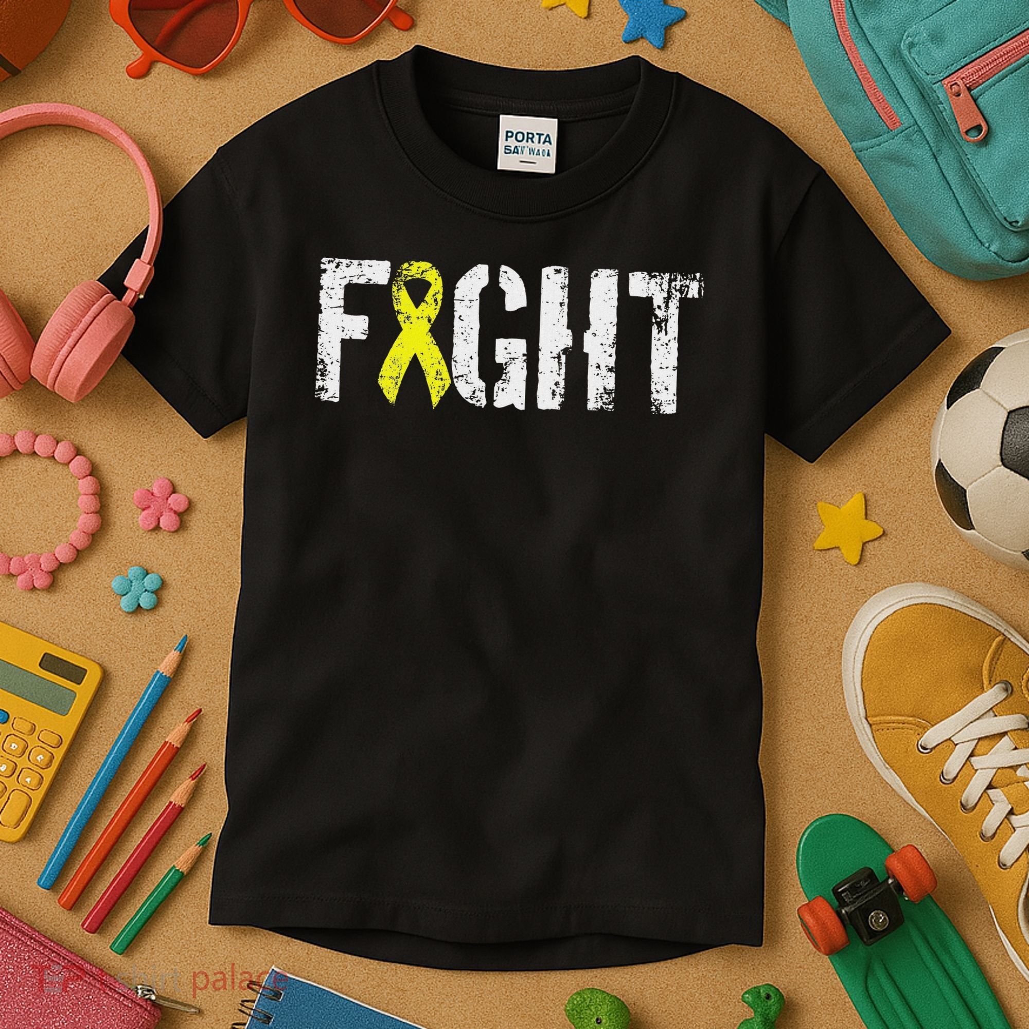 Fight Sarcoma Bone Cancer Awareness Yellow Ribbon Kids T-Shirt