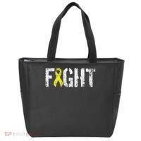 Fight Sarcoma Bone Cancer Awareness Yellow Ribbon Tote Bag thumb 0