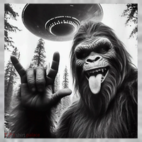 Funny Sasquatch Bigfoot Rock On Selfie With Ufo Alien The Baniff Cuffed Pom Beanie thumb 2